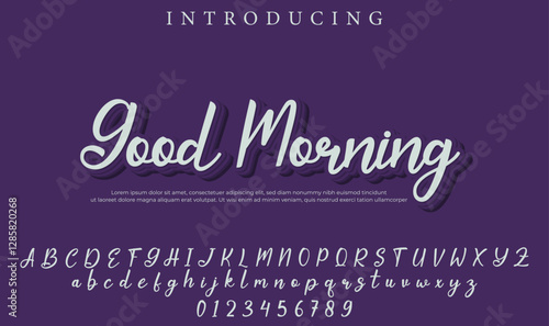 Good Morning Font Stylish brush painted an uppercase vector letters, alphabet, typeface