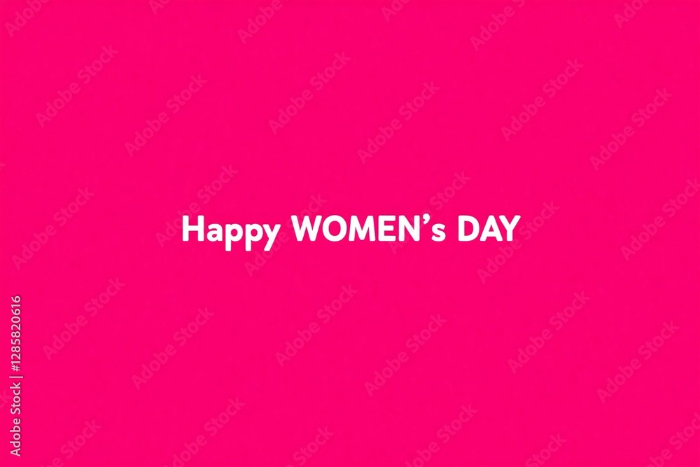 Deep pink background Women's Day card with white all caps text Deep pink background Women's Day card with white all caps text