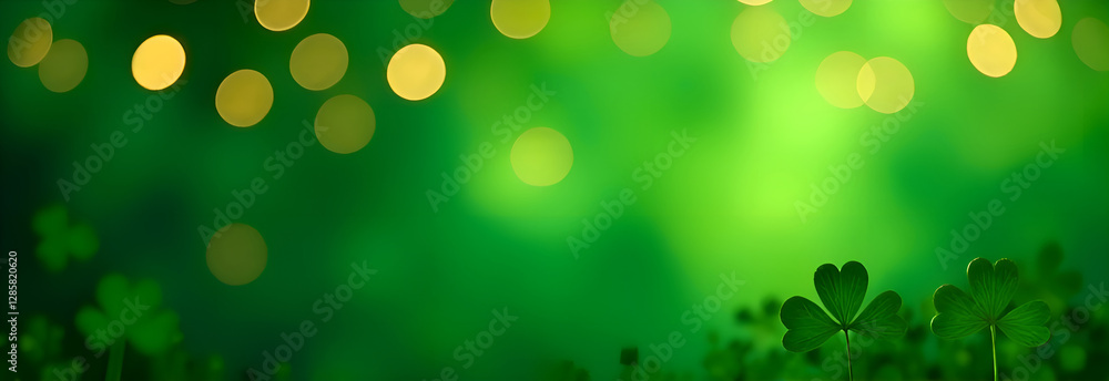 Happy saint patpick's day background. A captivating green background displaying shimmering lights combined with a gorgeous bokeh effect, creating depth
