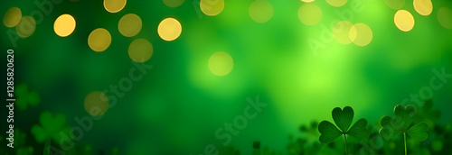 Obraz na płótnie Happy saint patpick's day background. A captivating green background displaying shimmering lights combined with a gorgeous bokeh effect, creating depth w salonie