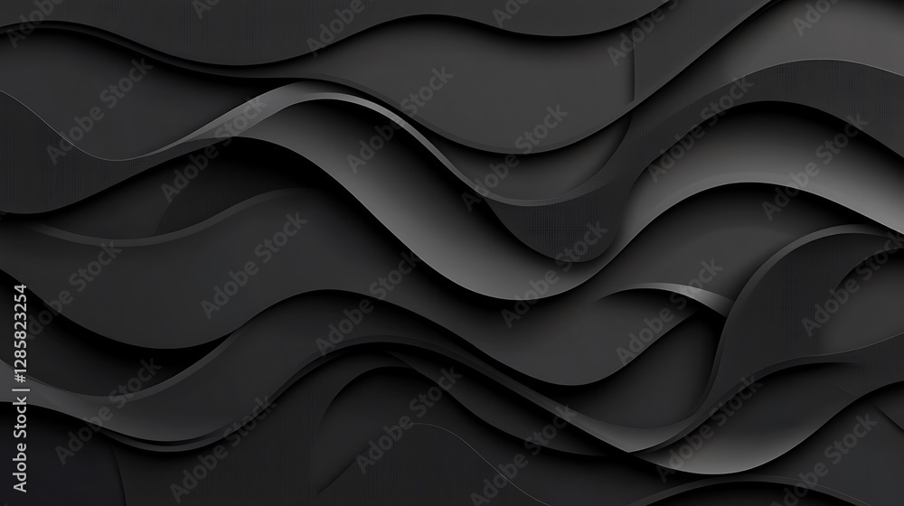 Abstract 3D Render of Flowing Dark Grey Waves AI Generated Abstract 3D Render of Flowing Dark Grey Waves AI Generated