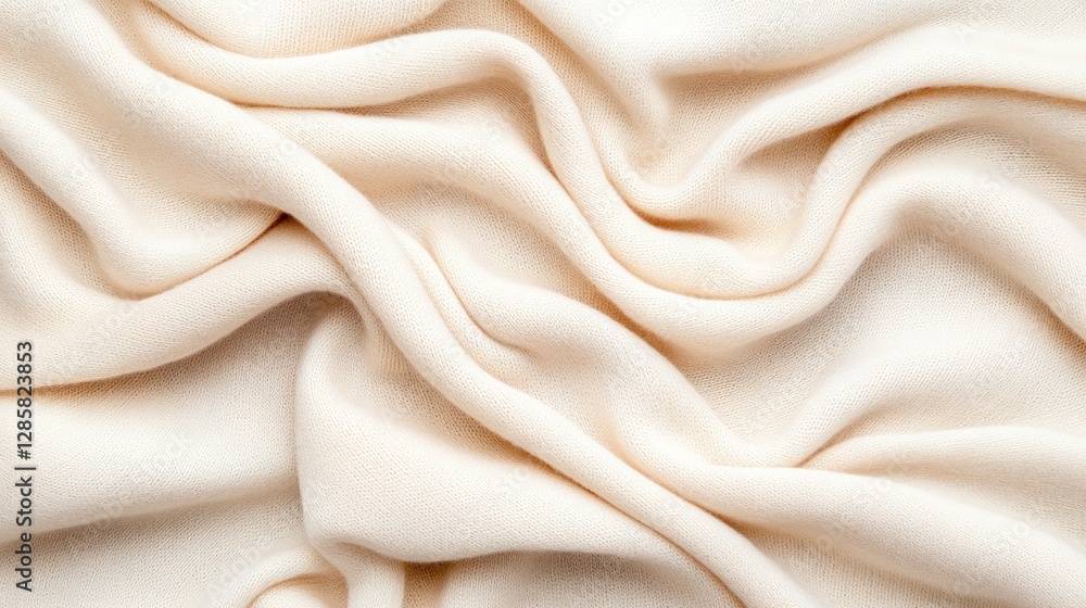 Fototapeta premium Soft Cream Fabric Texture with Gentle Waves and Creases