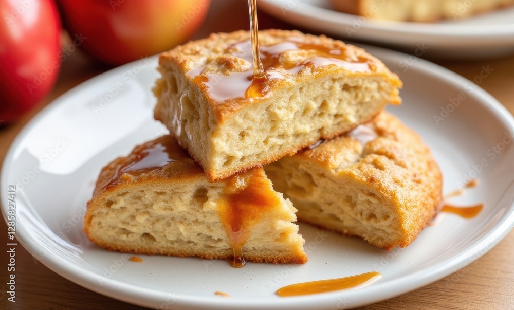 Delicious apple pancakes with syrup Delicious apple pancakes with syrup