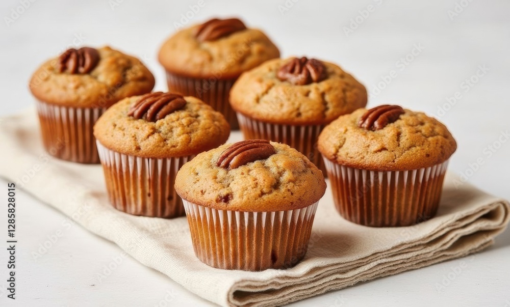 Delicious pecan muffins on display Delicious pecan muffins on display