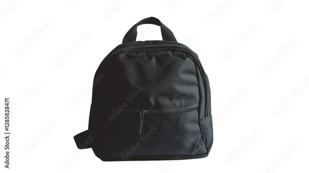 Compact black backpack suitable for daily use travels or school activities in urban environments Compact black backpack suitable for daily use travels or school activities in urban environments