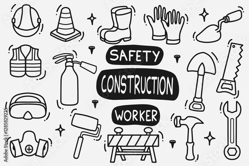 set of construction doodle good for background, wallpaper, element design, etc