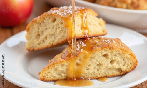 Delicious scone with caramel drizzle