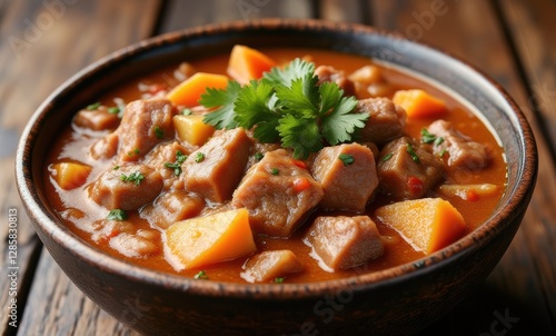 Delicious meat stew in bowl