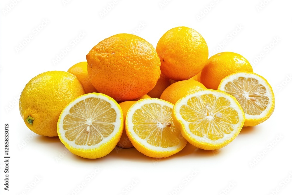Clear Pixel Visual of Juicy Lemons and Tangerines From the Farm Isolated on White Background Clear Pixel Visual of Juicy Lemons and Tangerines From the Farm Isolated on White Background