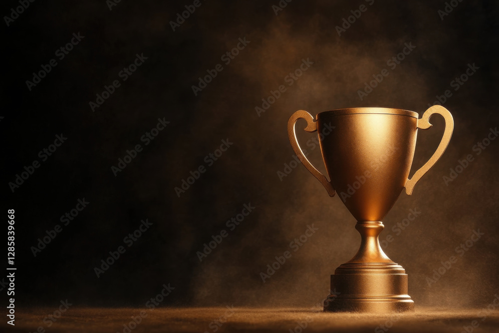 Golden Trophy on Dark Background with Copy Space Golden Trophy on Dark Background with Copy Space