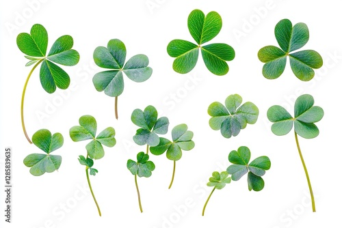 High Resolution Image of Five Leaves Clover Isolated on White Lucky Concept
