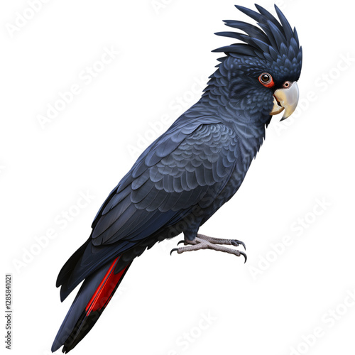Elegant Black Palm Cockatoo Bird Wildlife Nature Photography Red Wing Dark Beaks Avian Image Animal
