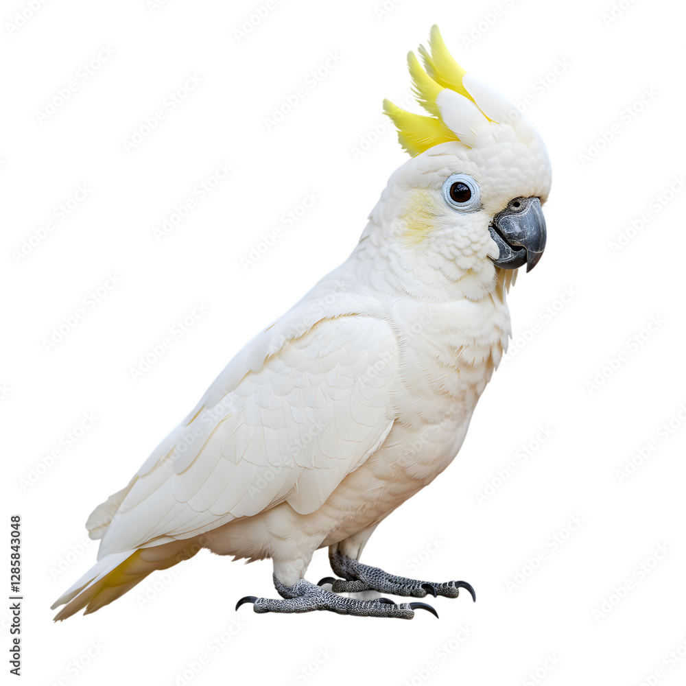 Majestic Sulphur Crested Cockatoo Bird Profile Isolated on Black Background Pet Zoo White Avian Majestic Sulphur Crested Cockatoo Bird Profile Isolated on Black Background Pet Zoo White Avian