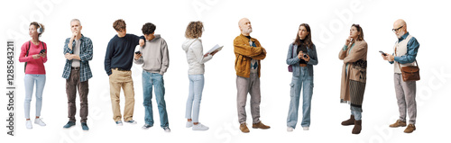 Diverse people standing and waiting