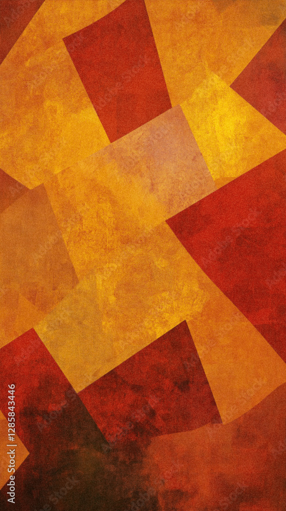 Abstract geometric autumn leaf pattern gold red orange brown grunge art Abstract geometric autumn leaf pattern gold red orange brown grunge art