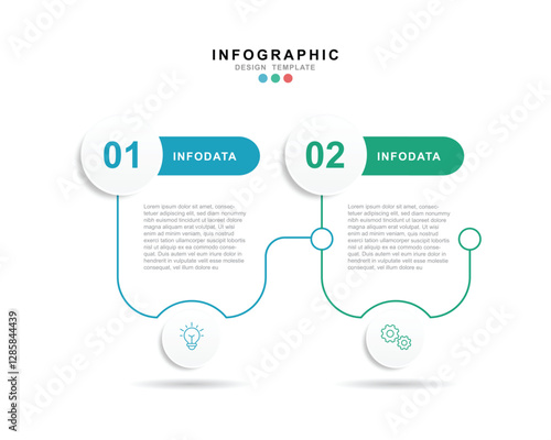 Vector Infographic label design template with icons and 2 options or steps.