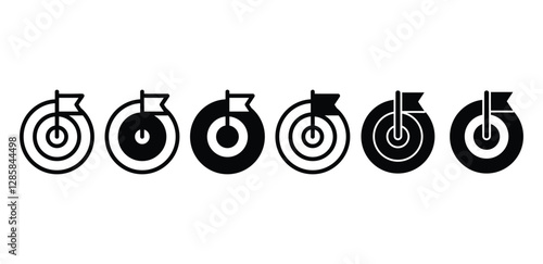 mission target with flag icon symbol vector design black white color simple illustration sets