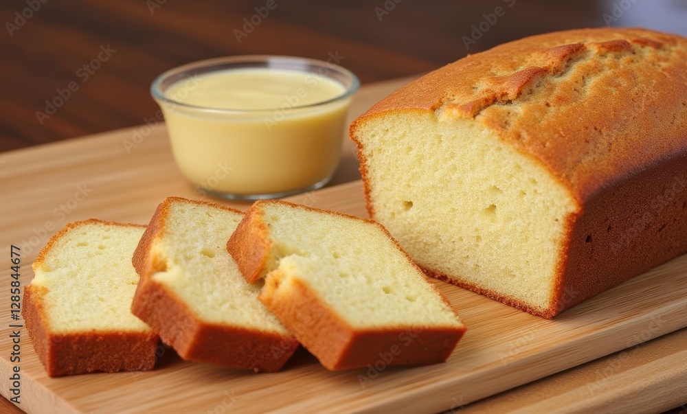 Freshly baked cake with custard Freshly baked cake with custard
