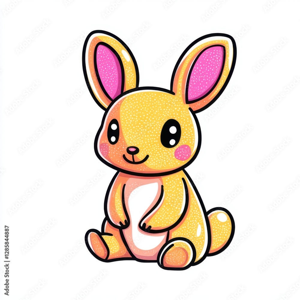 Cute Cartoon Bunny Character with Bright Colors and Cheerful Expression for Adorable Artwork Cute Cartoon Bunny Character with Bright Colors and Cheerful Expression for Adorable Artwork