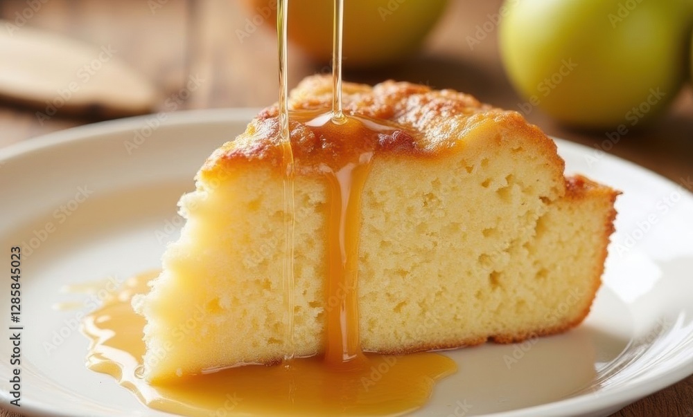 Delicious slice of cake with syrup Delicious slice of cake with syrup