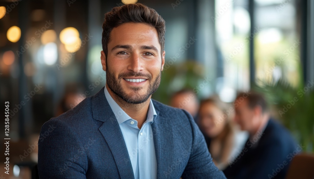 Fototapeta premium Confident Entrepreneur Presenting Innovative Tax Plan in Modern Workspace, Radiating Professionalism and Success to Inspire Ambitious Business Growth