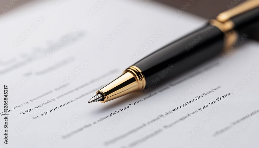 Close-Up of a Luxurious Pen Poised Over an Estate Planning Document for Professional Financial Services Close-Up of a Luxurious Pen Poised Over an Estate Planning Document for Professional Financial Services
