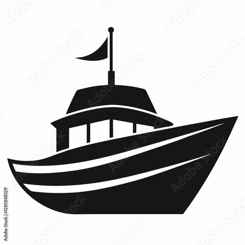 Boat Silhouette Vector Icon White Background.