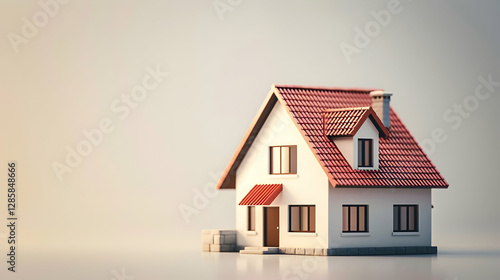 Wallpaper Mural A charming small house with a red-tiled roof and a minimalist design on a soft gradient background Torontodigital.ca