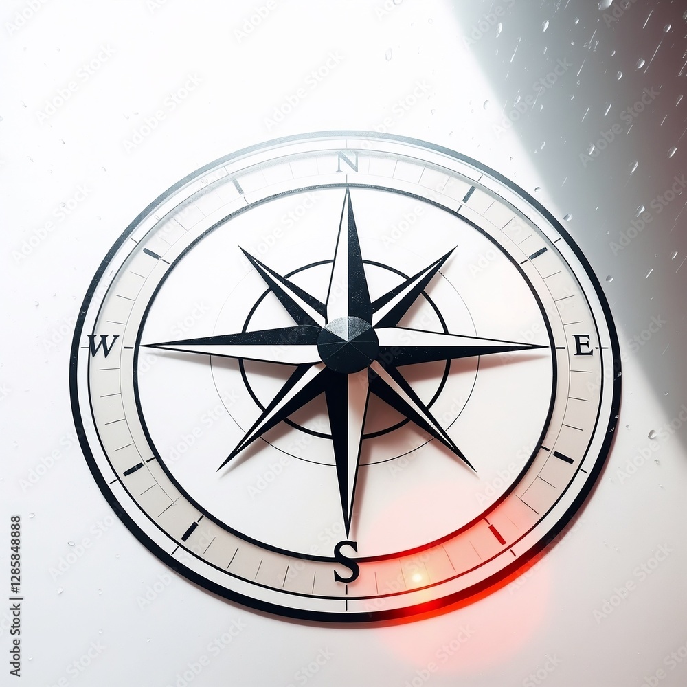 Detailed black compass with cardinal points on a textured white background, artistic design
Detailed black compass with cardinal points on a textured white background, artistic design