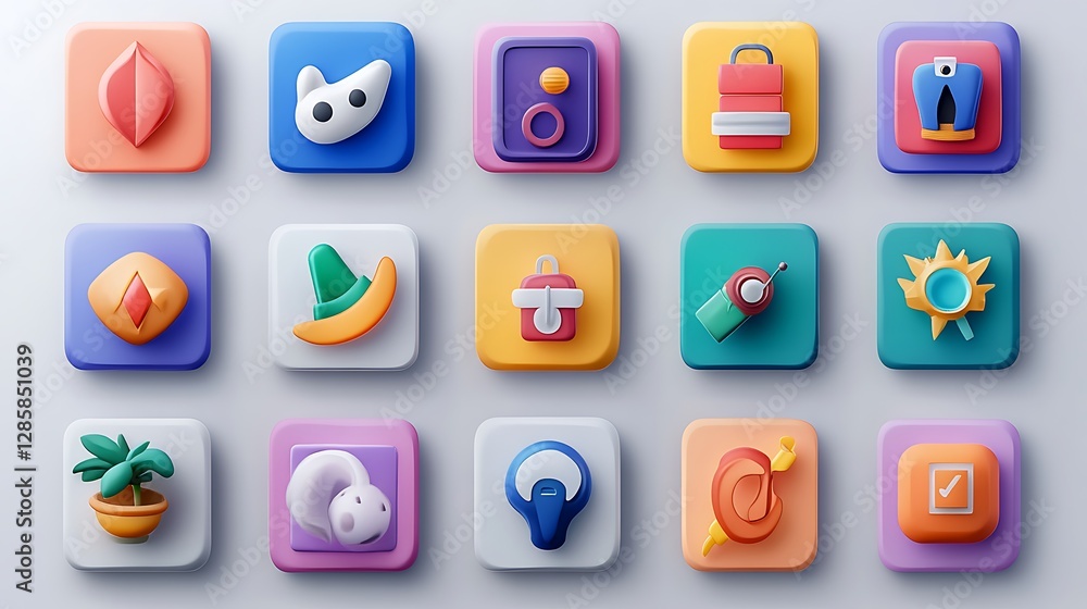 Vibrant 3D Rendered App Icons: A Colorful Collection of Digital Designs AI Generated Vibrant 3D Rendered App Icons: A Colorful Collection of Digital Designs AI Generated