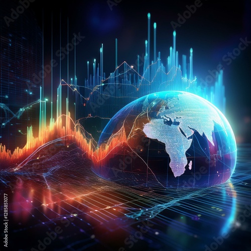 Forex graph chart and big business data dashboard  earth globe and statistics