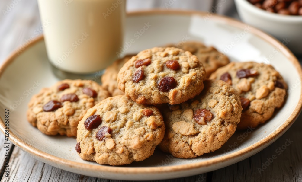 Plate of delicious oatmeal cookies Plate of delicious oatmeal cookies