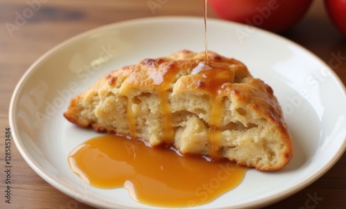 Delicious scone with syrup drizzle