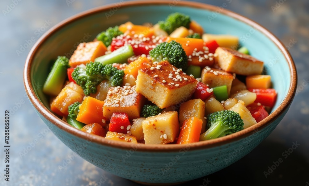 Vibrant tofu vegetable stir-fry bowl Vibrant tofu vegetable stir-fry bowl