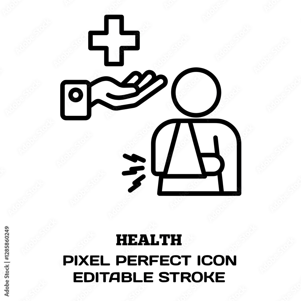 Fototapeta premium Health symbol, featuring an editable stroke outline icon isolated on white background flat vector illustration. Pixel perfect