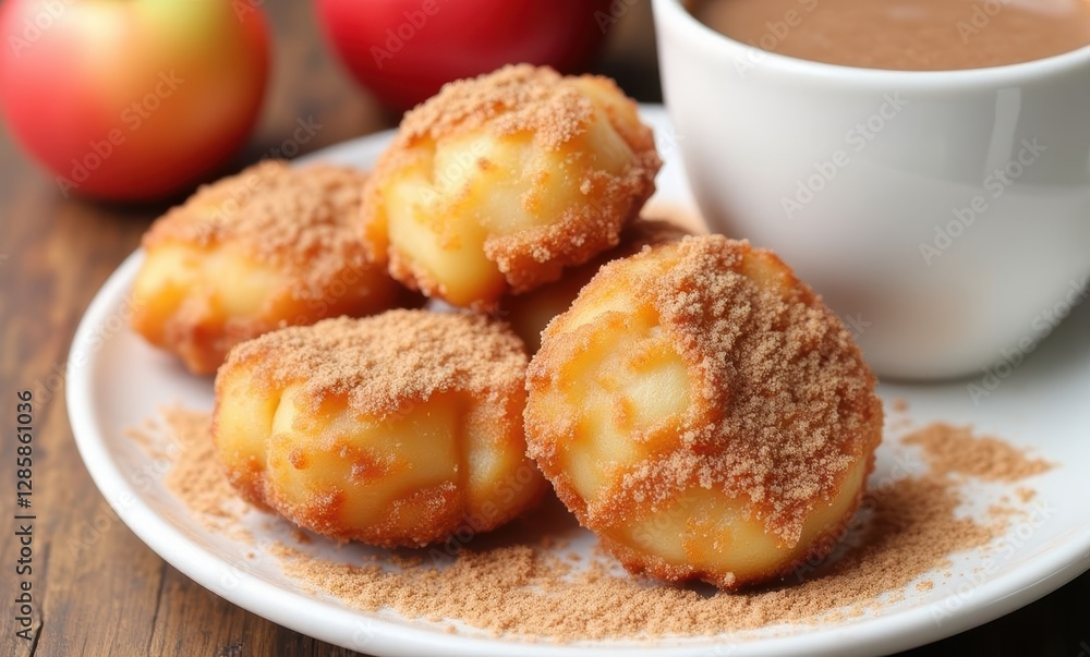 Tasty dessert balls with cinnamon sugar Tasty dessert balls with cinnamon sugar