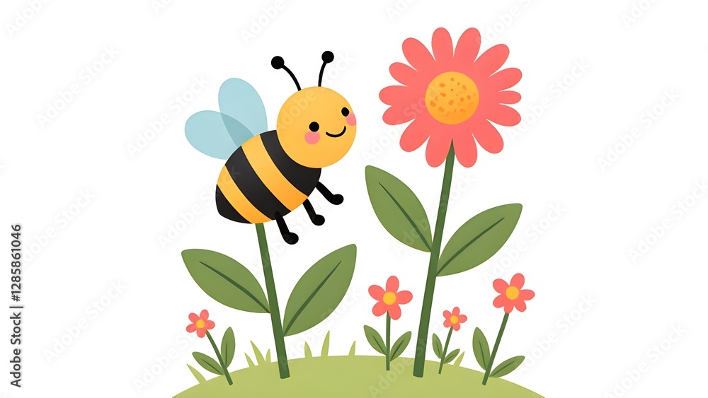 Sweet garden with bees and flowers Sweet garden with bees and flowers