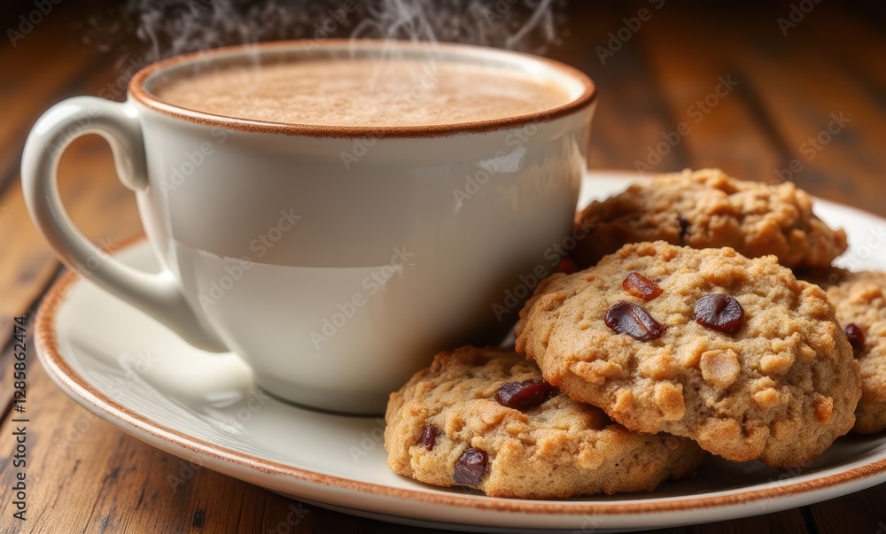 Coffee and cookies on a wooden table Coffee and cookies on a wooden table