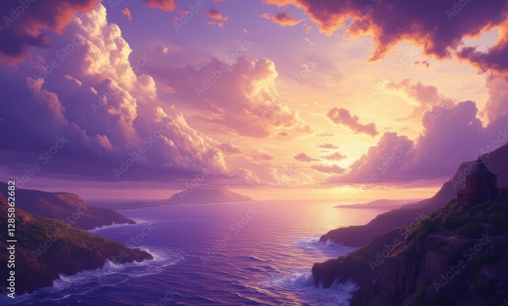 Majestic sunset over tranquil waters Majestic sunset over tranquil waters
