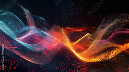 Abstract Waveform: Digital Art of Vibrant Energy and Flow