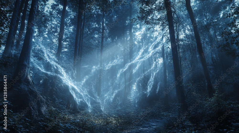 Mystical Forest with Energy Stream for Fantasy Concept Mystical Forest with Energy Stream for Fantasy Concept