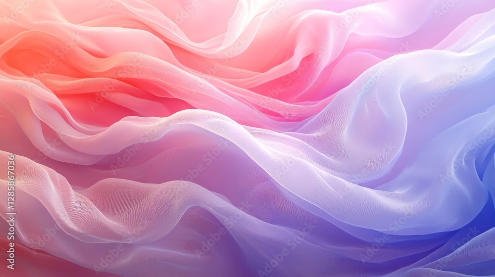 Fototapeta premium Beautiful flowing colored fabric illustrating soft graceful ethereal movements