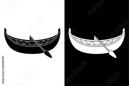 Canoe Silhouette Vector Icon Ideal for Travel & Nature Projects.