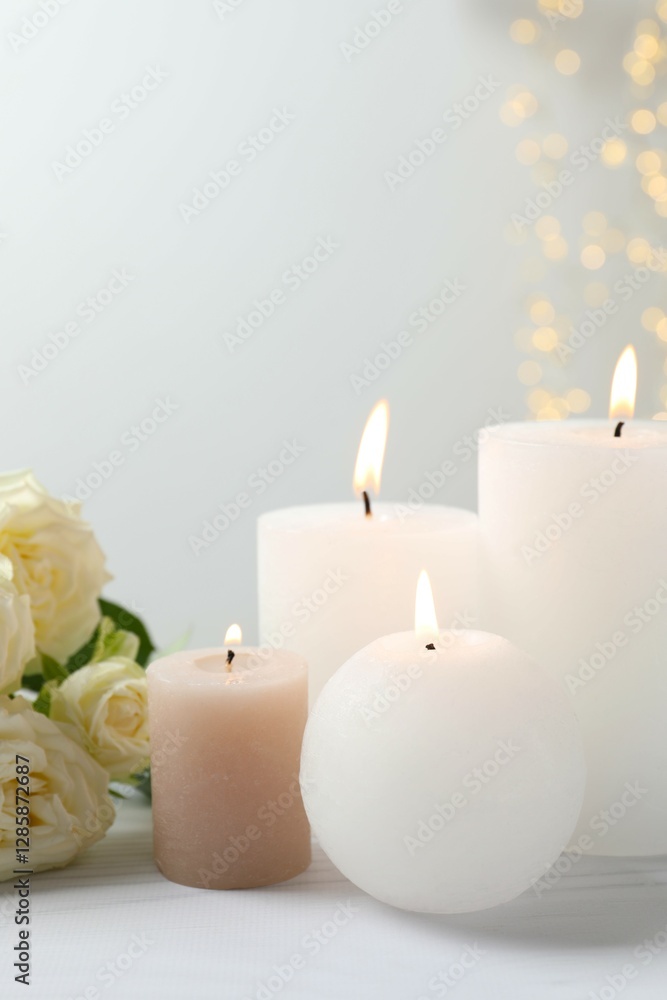 Beautiful composition with candles on the table Beautiful composition with candles on the table