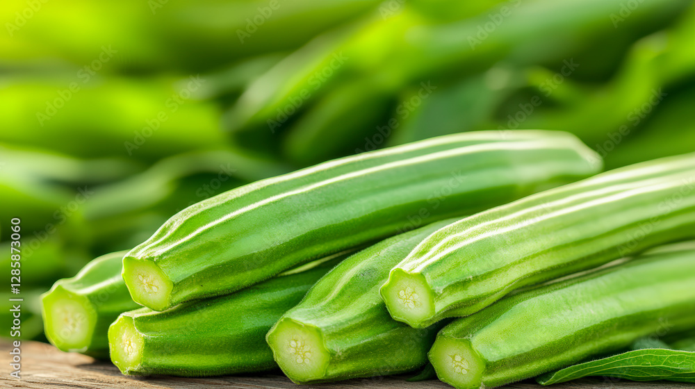 Fresh green okra pods displayed, rich in nutrients and ideal for healthy recipes, gardening, and a vibrant lifestyle enhancement. Fresh green okra pods displayed, rich in nutrients and ideal for healthy recipes, gardening, and a vibrant lifestyle enhancement.