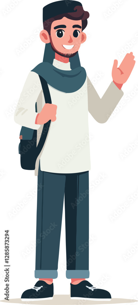 vector muslim say hello