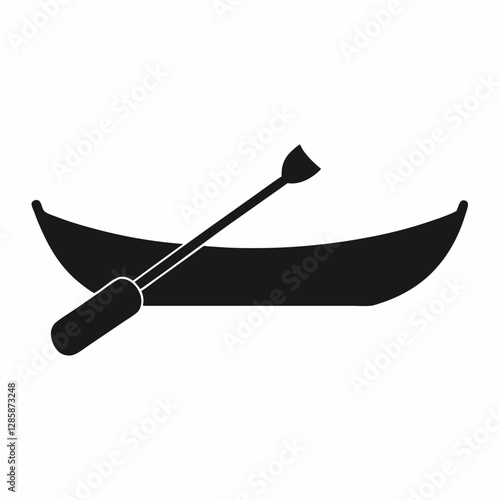 Black Canoe Silhouette Vector Icon Crisp & Detailed.