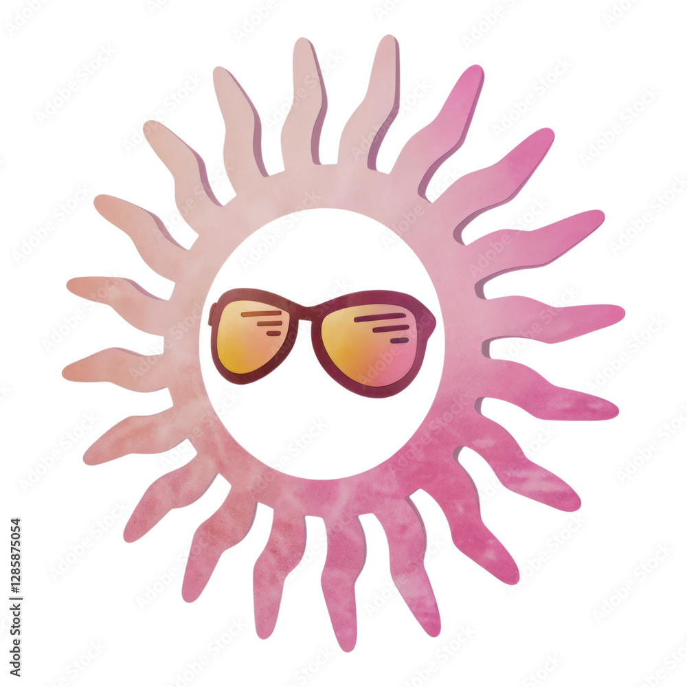 Obraz premium Sun with sunglasses, perfect for summer vibes and fun days outdoors