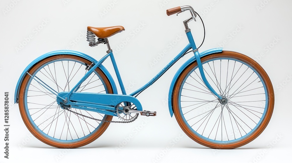 Fototapeta premium Retro light blue bicycle against white background