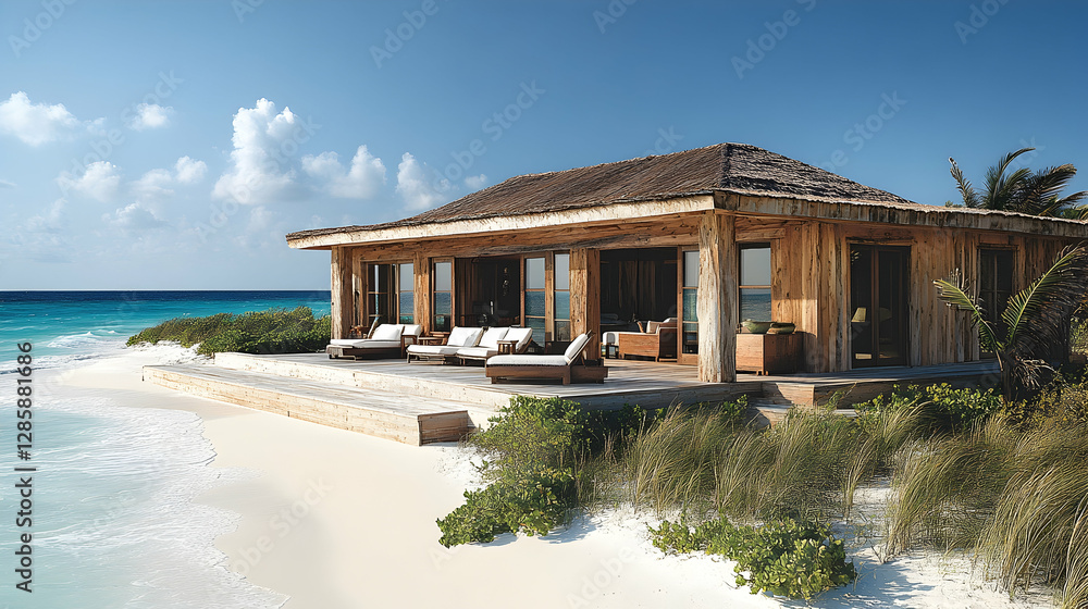 Beachfront Cabana, Tropical Paradise Beachfront Cabana, Tropical Paradise